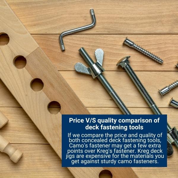 Price VS quality comparison of deck fastening tools