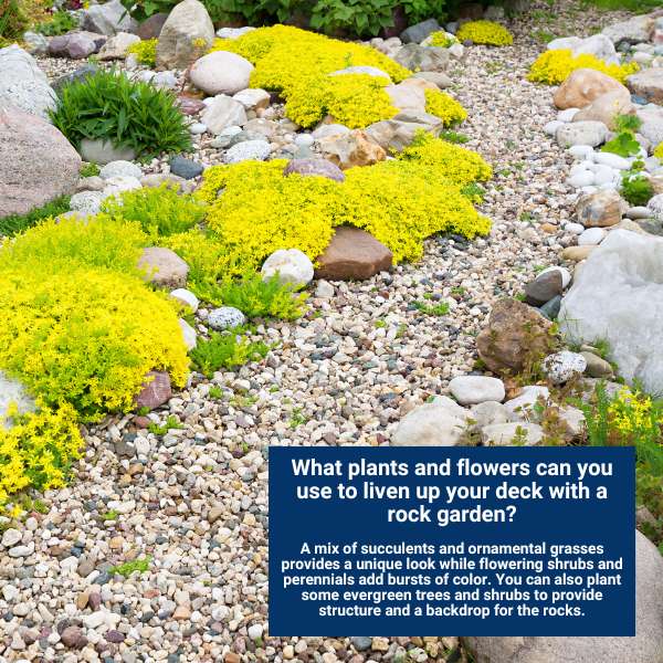 What plants and flowers can you use to liven up your deck with a rock garden