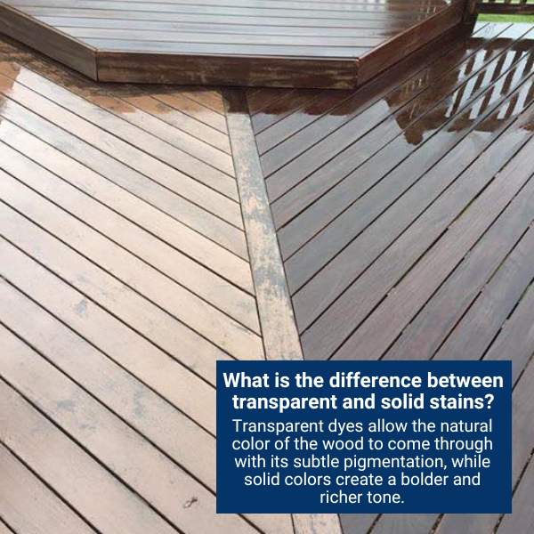 What is the difference between transparent and solid stains?