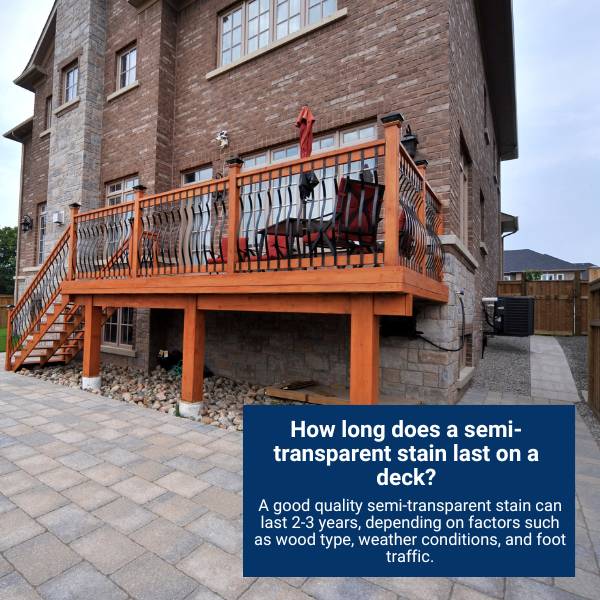How long does a semi-transparent stain last on a deck? 