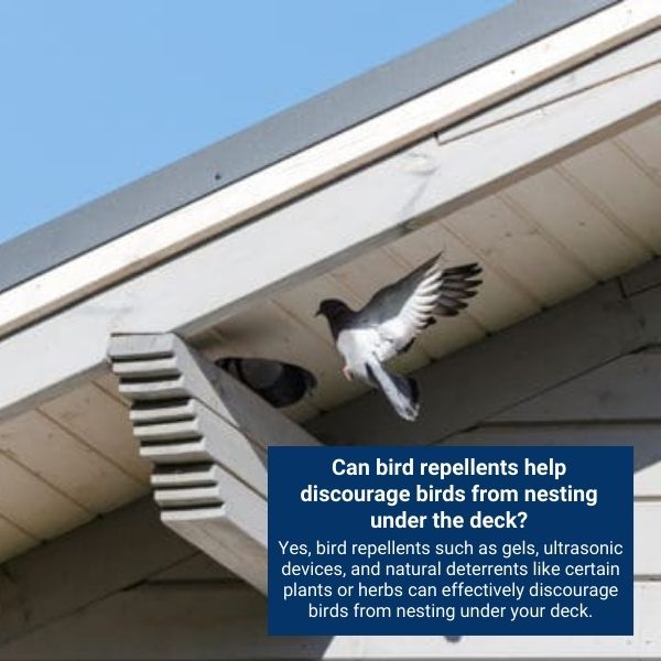 Can bird repellents help discourage birds from nesting under the deck?