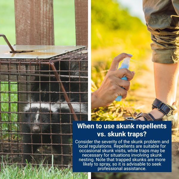 When to use skunk repellents vs. skunk traps?